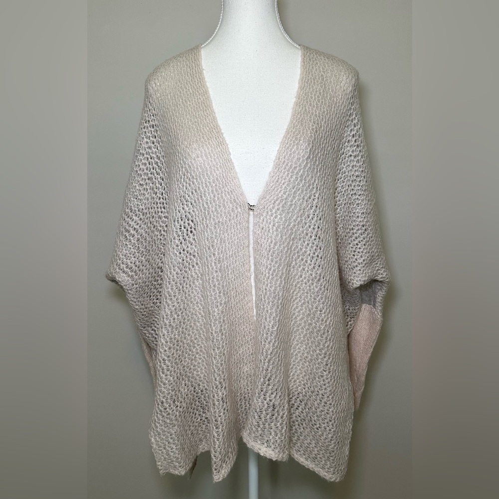 Free People Peek-A-Boo cardigan sweater wool alpaca blend lace loose-knit open M